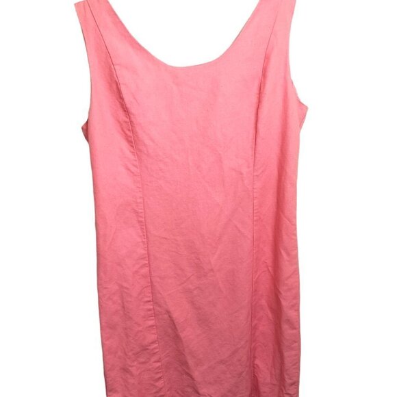 1022) Scenario Salmon Rich Linen blend Knee Length Sleeveless Shift Dress Size 8 - Picture 4 of 7